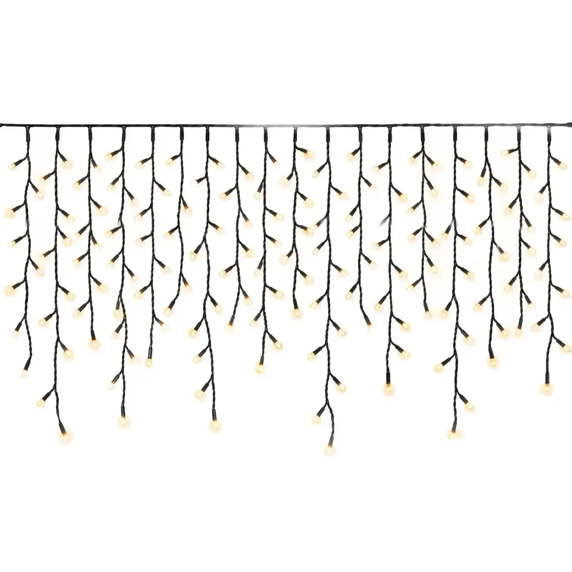 Easy Fix venkovní LED rampouchy světelné 300 × 90 cm, teple bílá, 174 diod, černý kabel IP67, prodlužovací