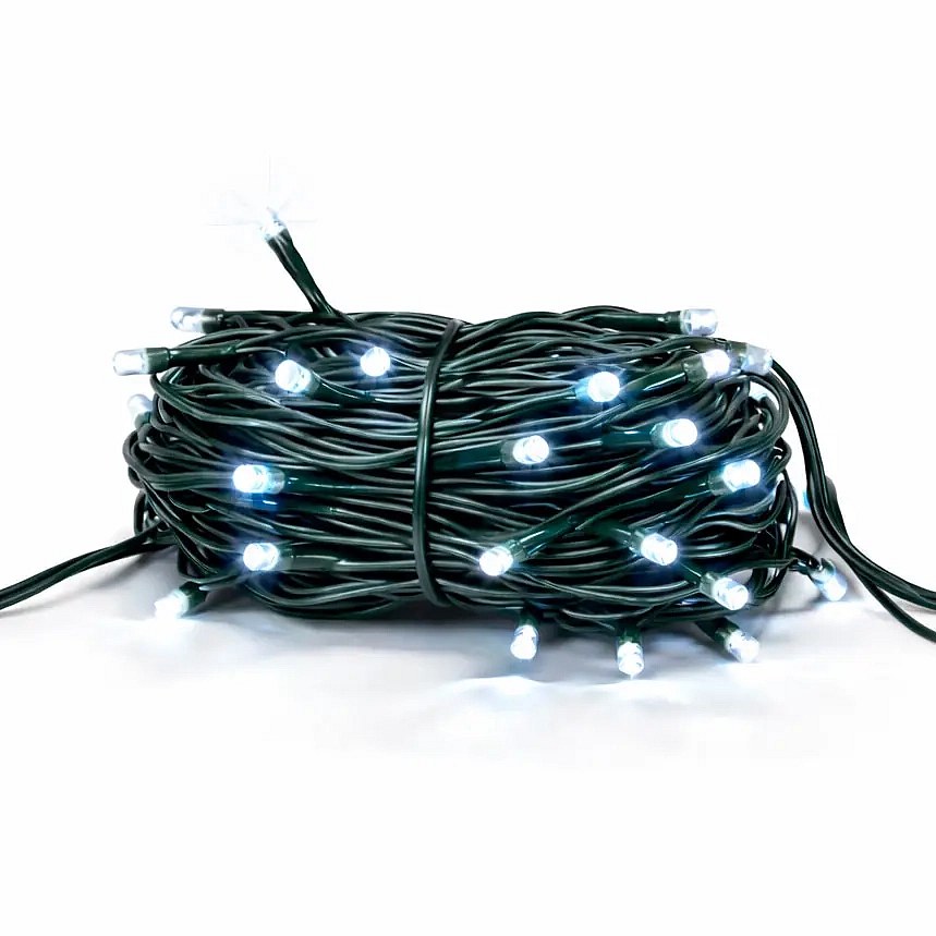 Hobby Line LED světelný řetěz 4 m venkovní ledově bílá, 32 diod, tmavě zelený kabel IP44, prodlužovací