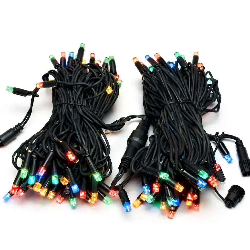 Easy Fix LED světelný řetěz 20 m barevný, 120 diod, černá kabel IP67, 2× 10 m