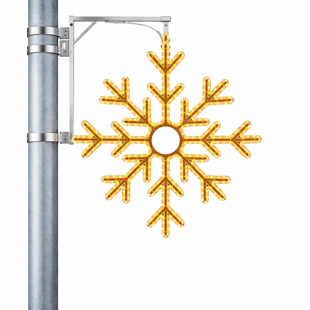 Easy Fix 3D LED světelná vločka X sada na VO sloup, 102 × 102 cm teple bílá, 3D tisk Eco, IP67