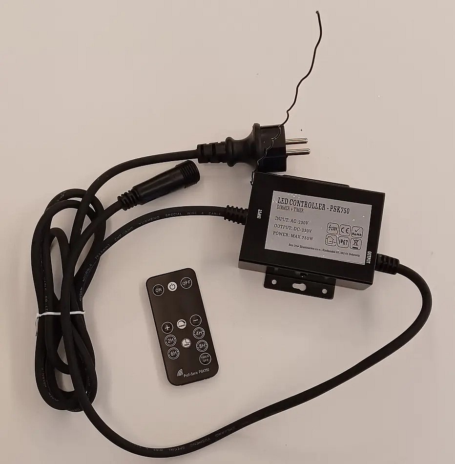 Easy Fix zdrojový kabel s ACDC exteriér, černý, 1,5 m, IP67, stmívač a časovač, dálkové ovládání