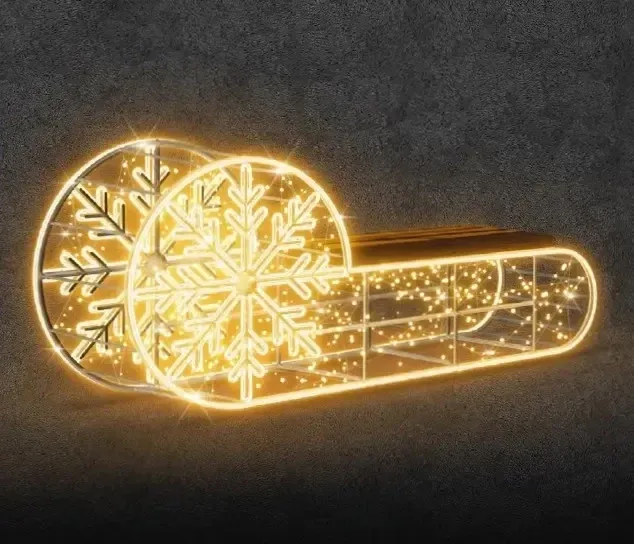 Eco Fix 3D LED světelné saně, 250 × 90 × 50 cm, teple bíla, stojící, hliník