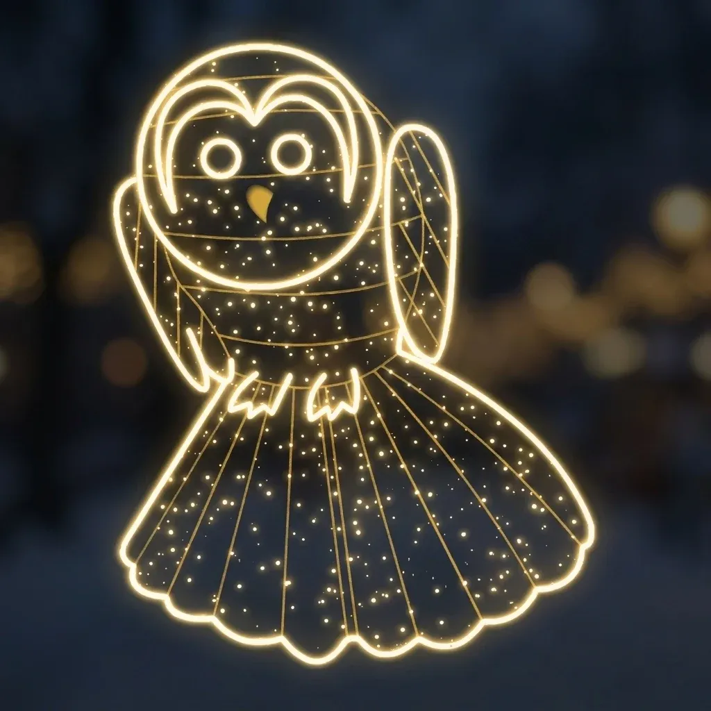 Easy Fix 2D LED light owl, hanging, 130 × 165 × 5 cm, warm white, 3D printed, transparent