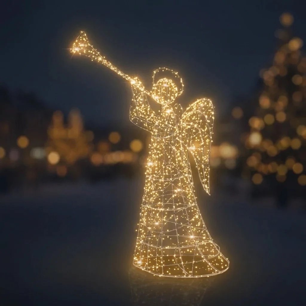 Eco Fix 3D LED light angel classic 250 cm, warm white, aluminium