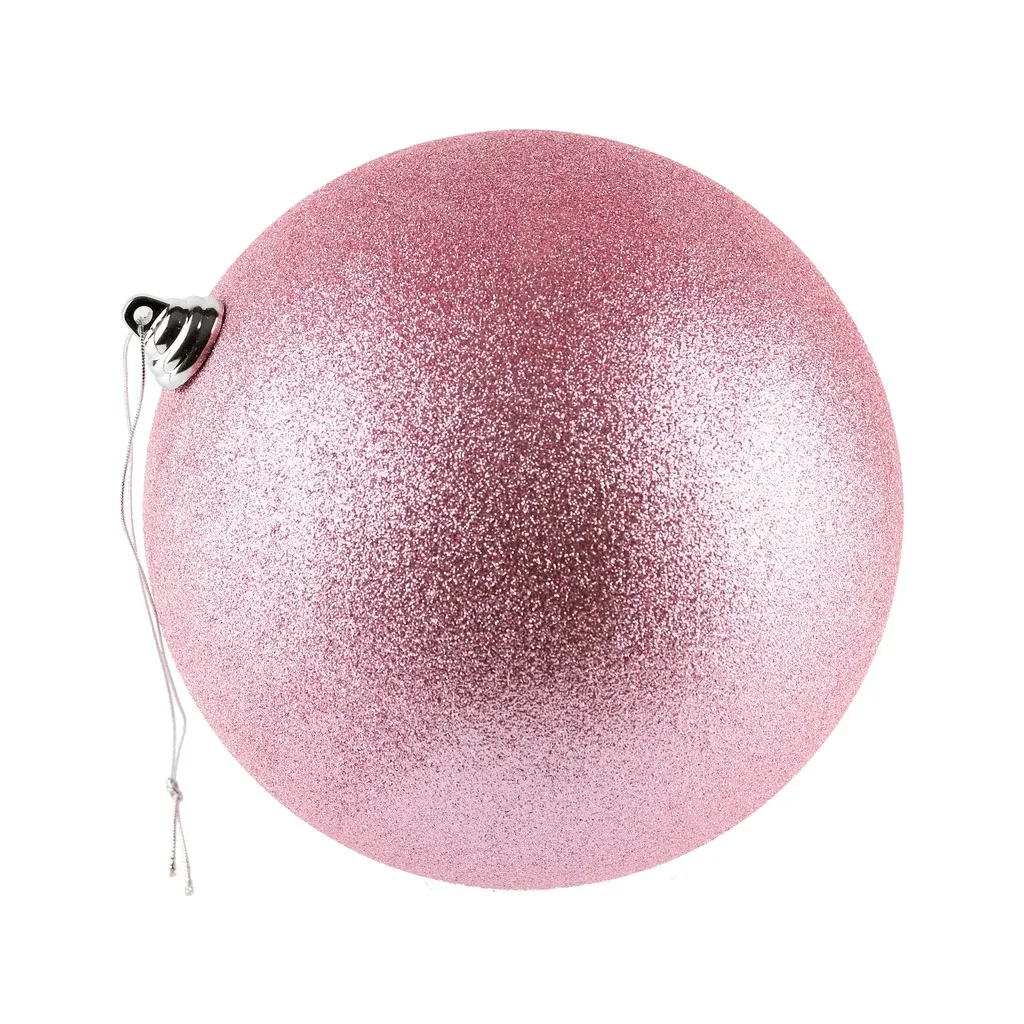Produkcja - Plastikowa kula, d. 20 cm, miękki róż, brokat