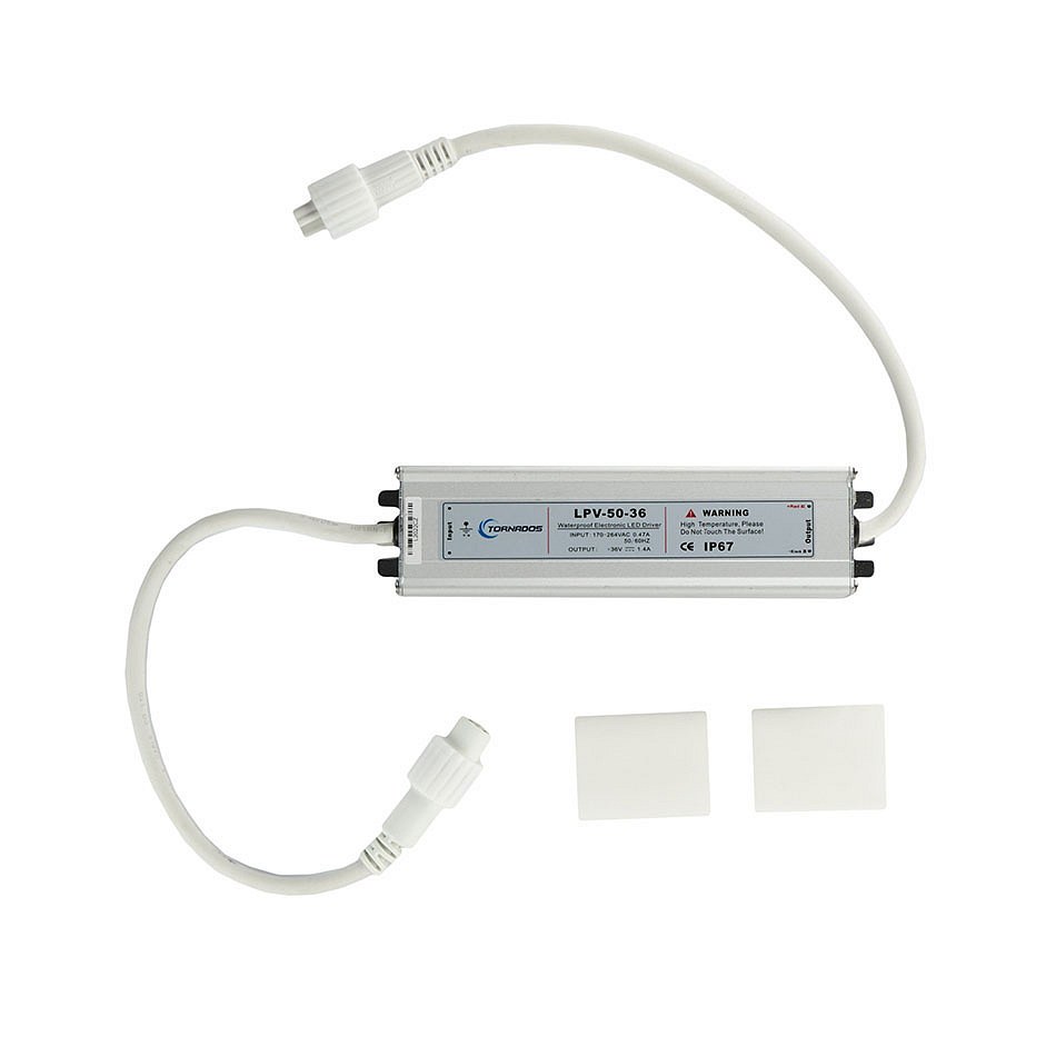 Transformator zewnętrzny Eco Fix 100 W, 36 V, biały kabel IP67