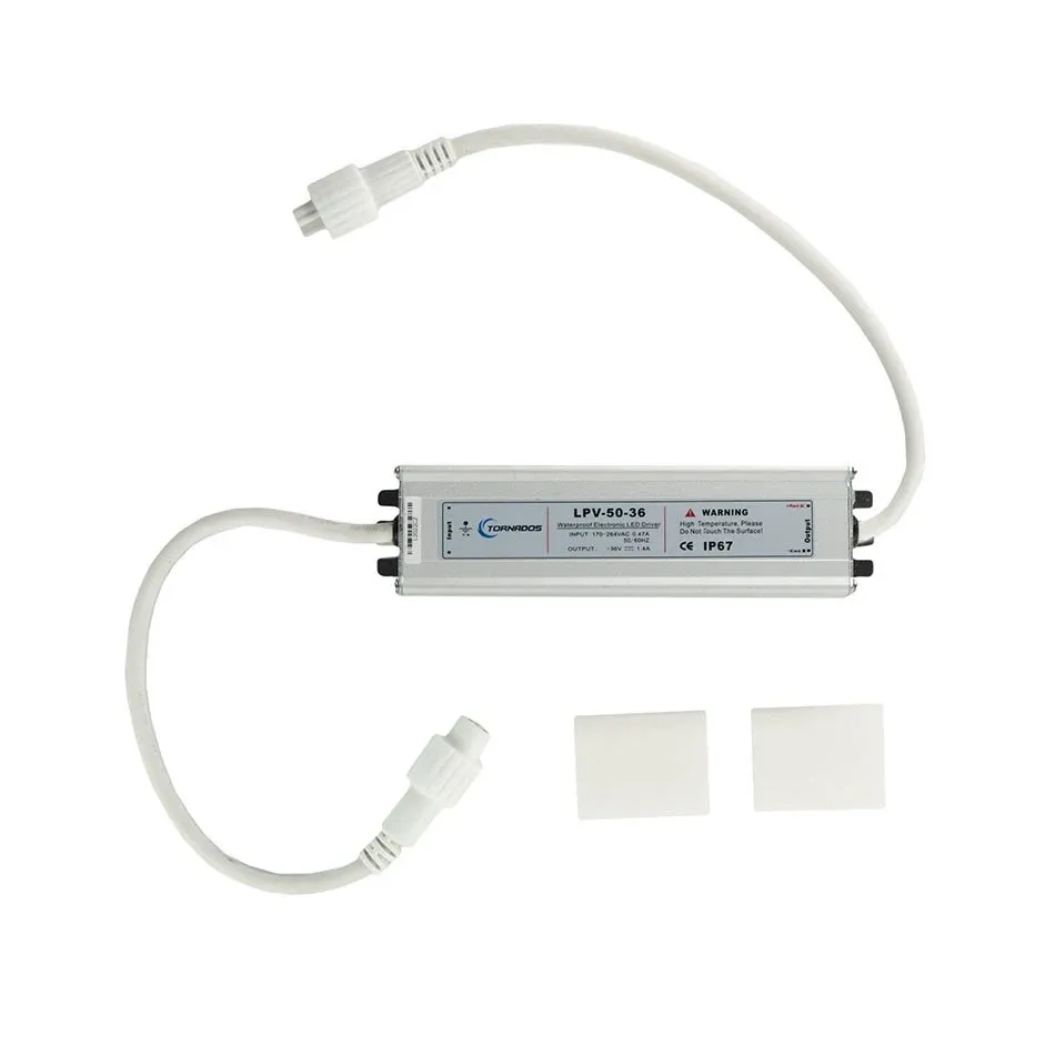 Transformator zewnętrzny Eco Fix 100 W, 36 V, biały kabel IP67