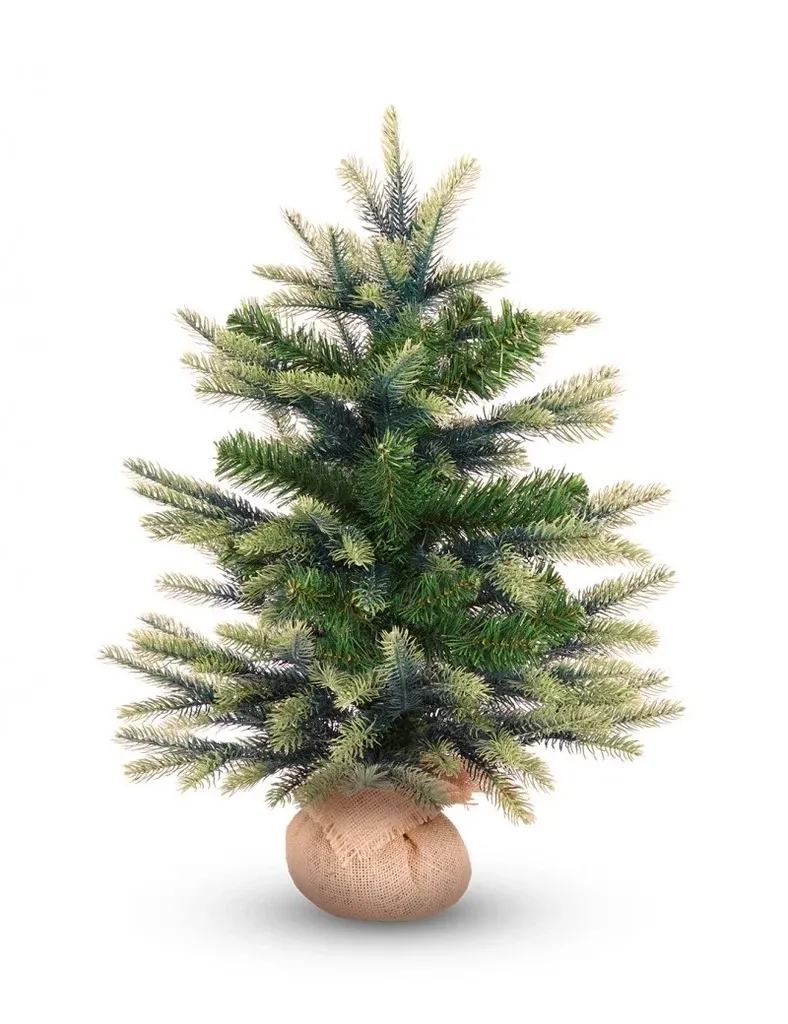 Sztuczna choinka 60 cm, świerk Penny z igłami 2D i 3D w jutowym opakowaniu