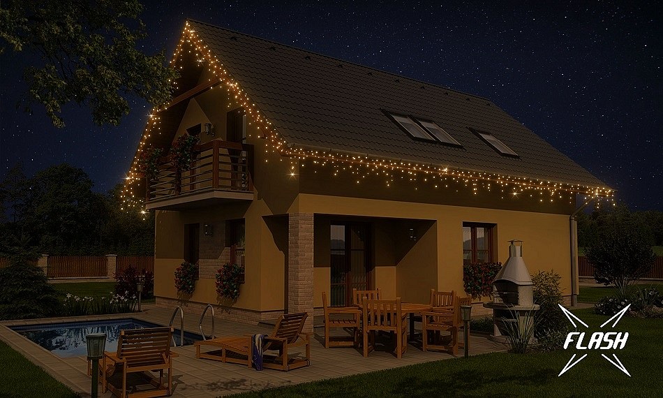 Zestaw oświetlenia domu LED, 9+1 darmowy, ciepła biel z lampą błyskową, biały kabel, Easy Fix, IP67