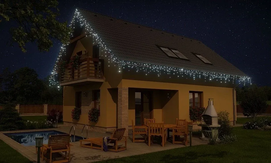 Zestaw oświetlenia LED do domu, 9+1 gratis, lodowa biel, czarny kabel, Easy Fix, IP67