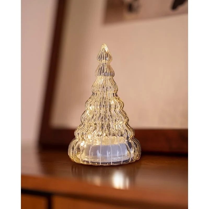 Drzewko świetlne LED, szklane, przezroczyste, 16,5 cm