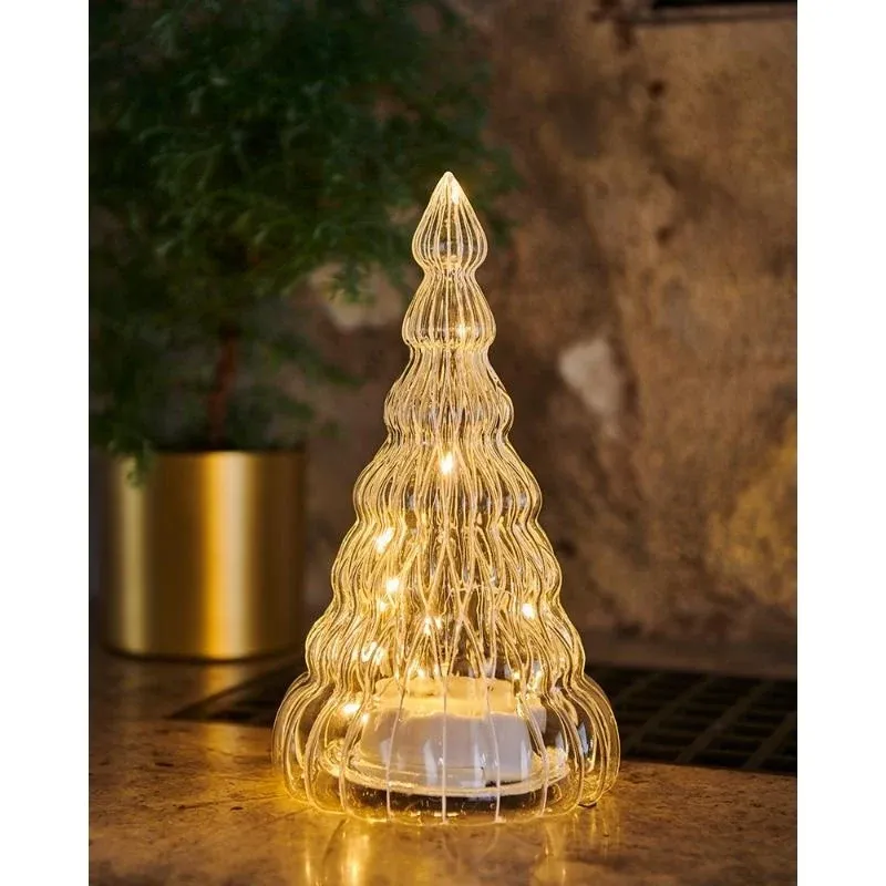 Drzewko świetlne LED, szklane, przezroczyste, 23,5 cm