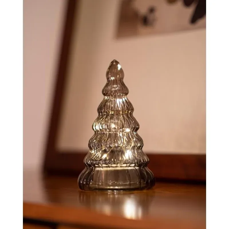 Drzewko świetlne LED, szklane, brązowe, 16,5 cm