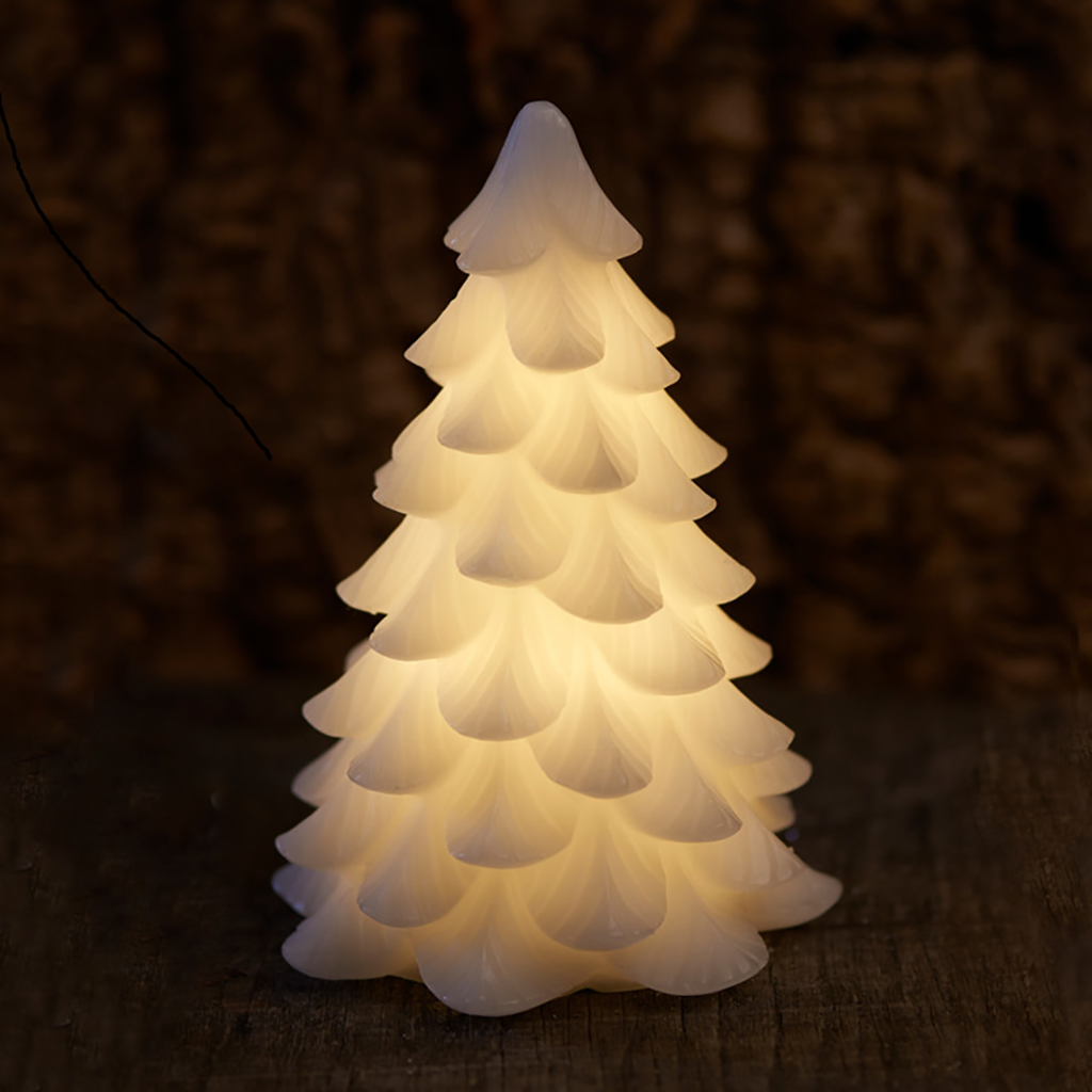 Świeca LED wykonana z prawdziwego drzewa woskowego, biała, 19 cm