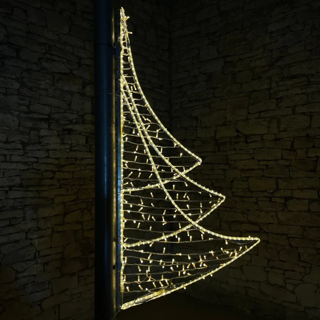 Dekoracja świetlna VO LED pół choinki, ciepła biel 200x106cm, z oplotem