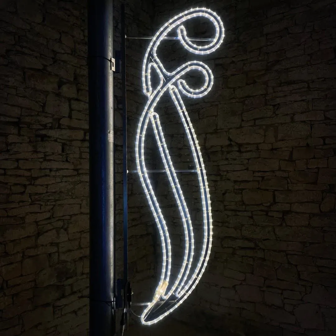 Motyw świetlny LED z żarówką błyskową, 180 x 60 cm, lodowa biel