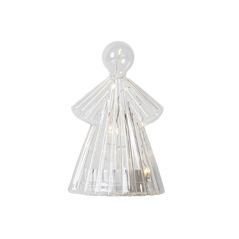 Szklany aniołek LED, przezroczysty, 15 cm