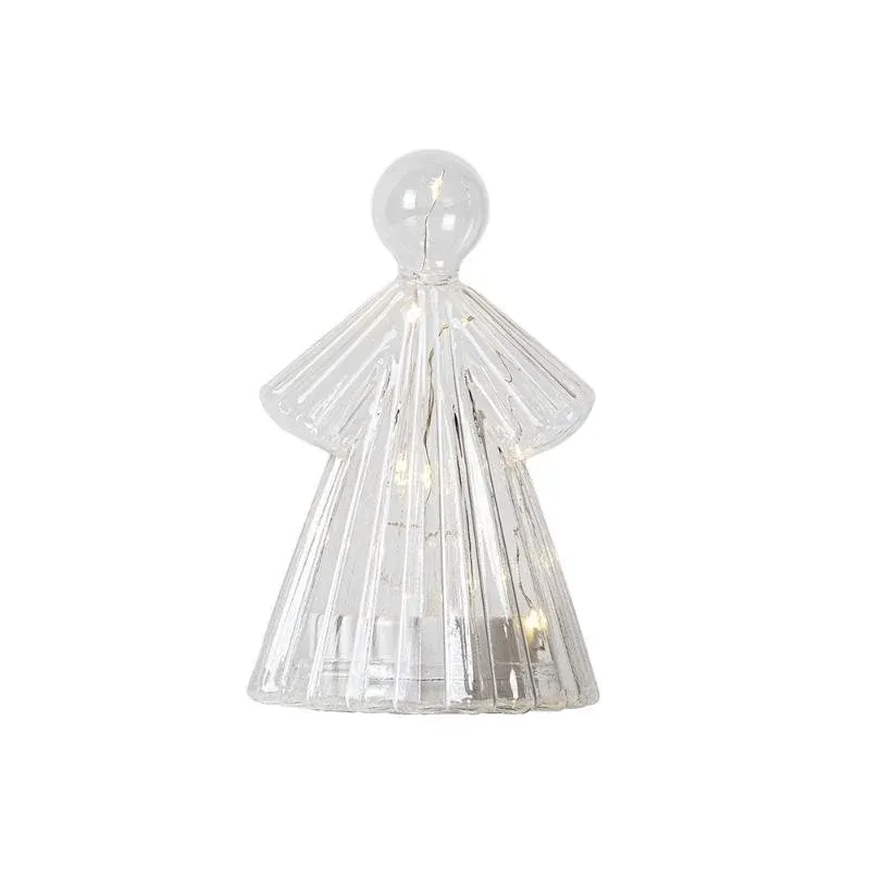 Szklany aniołek LED, przezroczysty, 15 cm