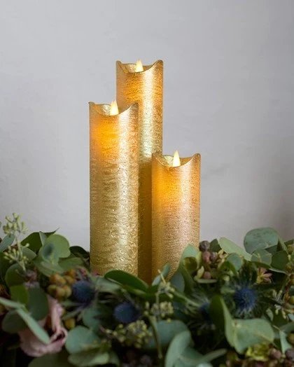 Świeca LED z woskiem, 15 cm, złota
