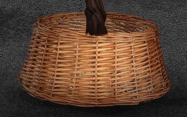 Kosz wiklinowy, średnica 62 cm, wysokość 29 cm