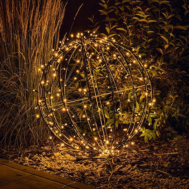 Kula świetlna LED 3D, ciepła biel, średnica 80 cm, czarny kabel