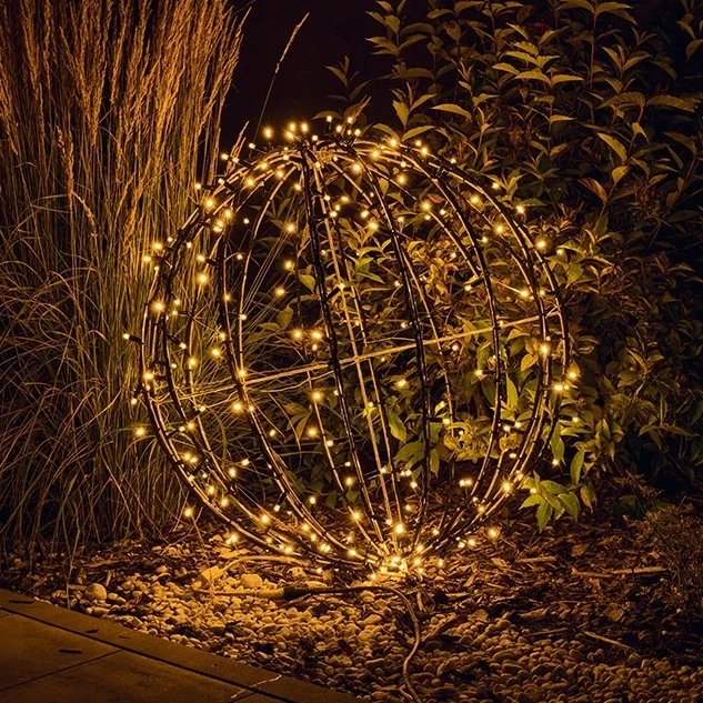 Kula świetlna LED 3D, średnica 100 cm, ciepła biel, czarny kabel
