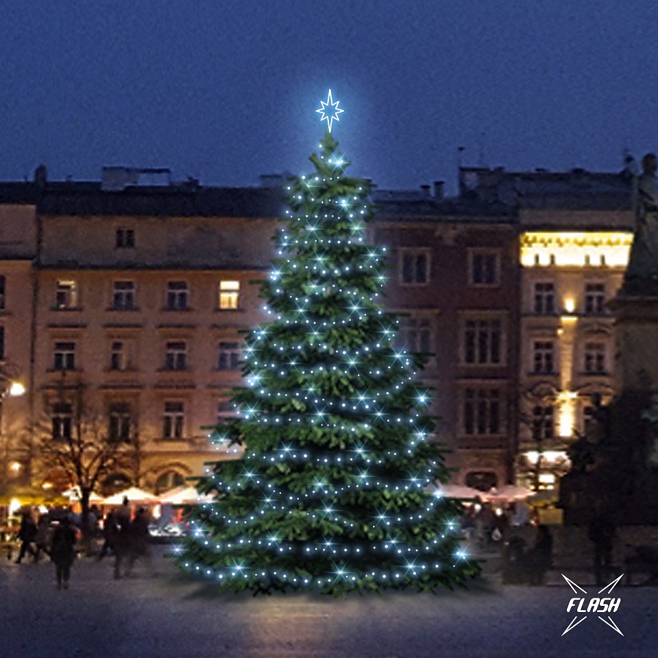 Zestaw oświetlenia LED dla drzew o wysokości 9-11 m, lodowata biel z lampą błyskową