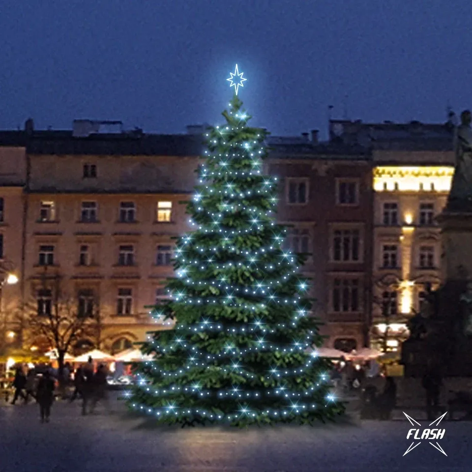 Zestaw oświetlenia LED dla drzew o wysokości 9-11 m, lodowata biel z lampą błyskową