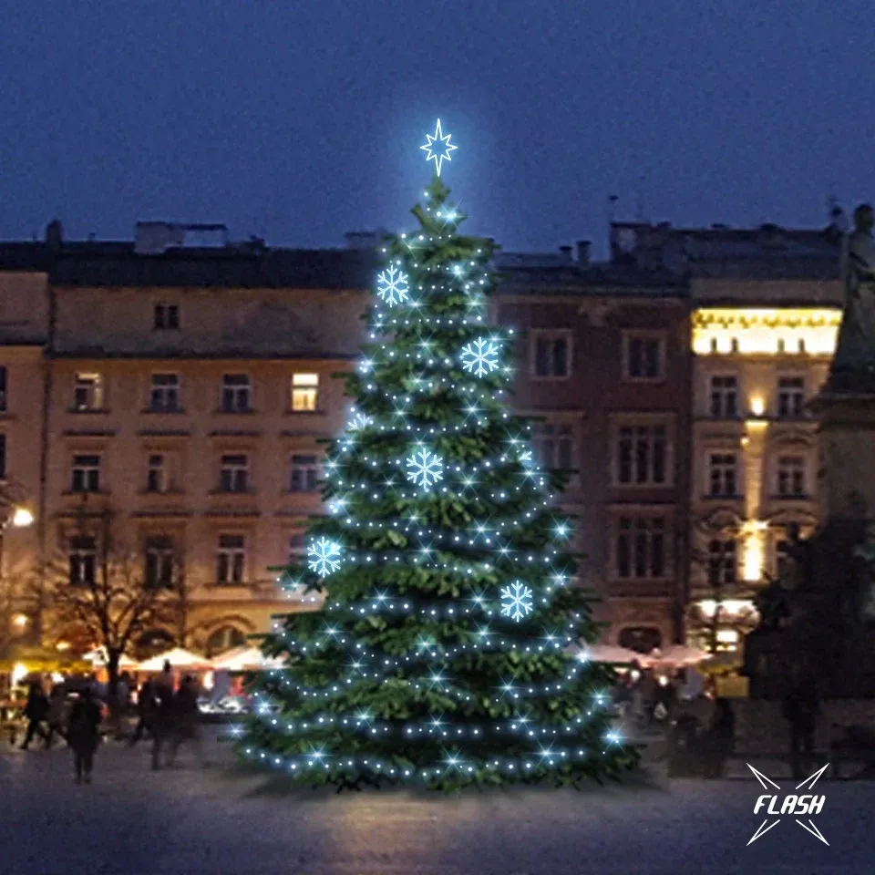 Zestaw oświetlenia LED do drzew o wysokości 9-11 m, lodowata biel z lampą błyskową, dekory DZX0EFD01