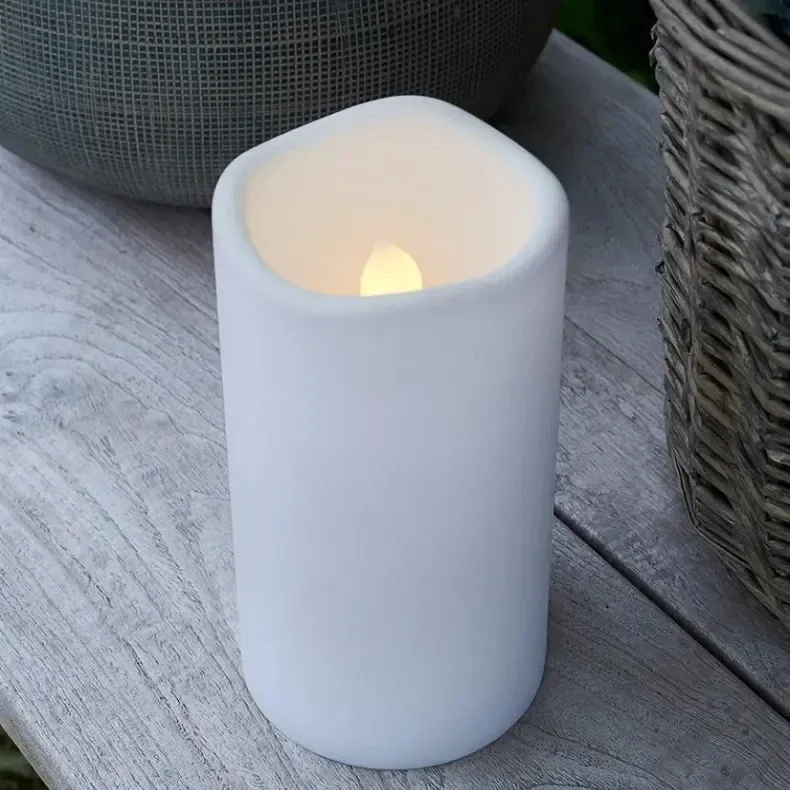 Zewnętrzna świeca LED, 20 cm, biała
