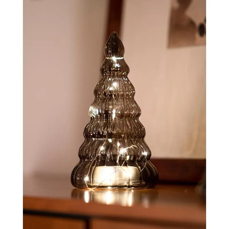 Drzewko świetlne LED, szklane, brązowe, 23,5 cm