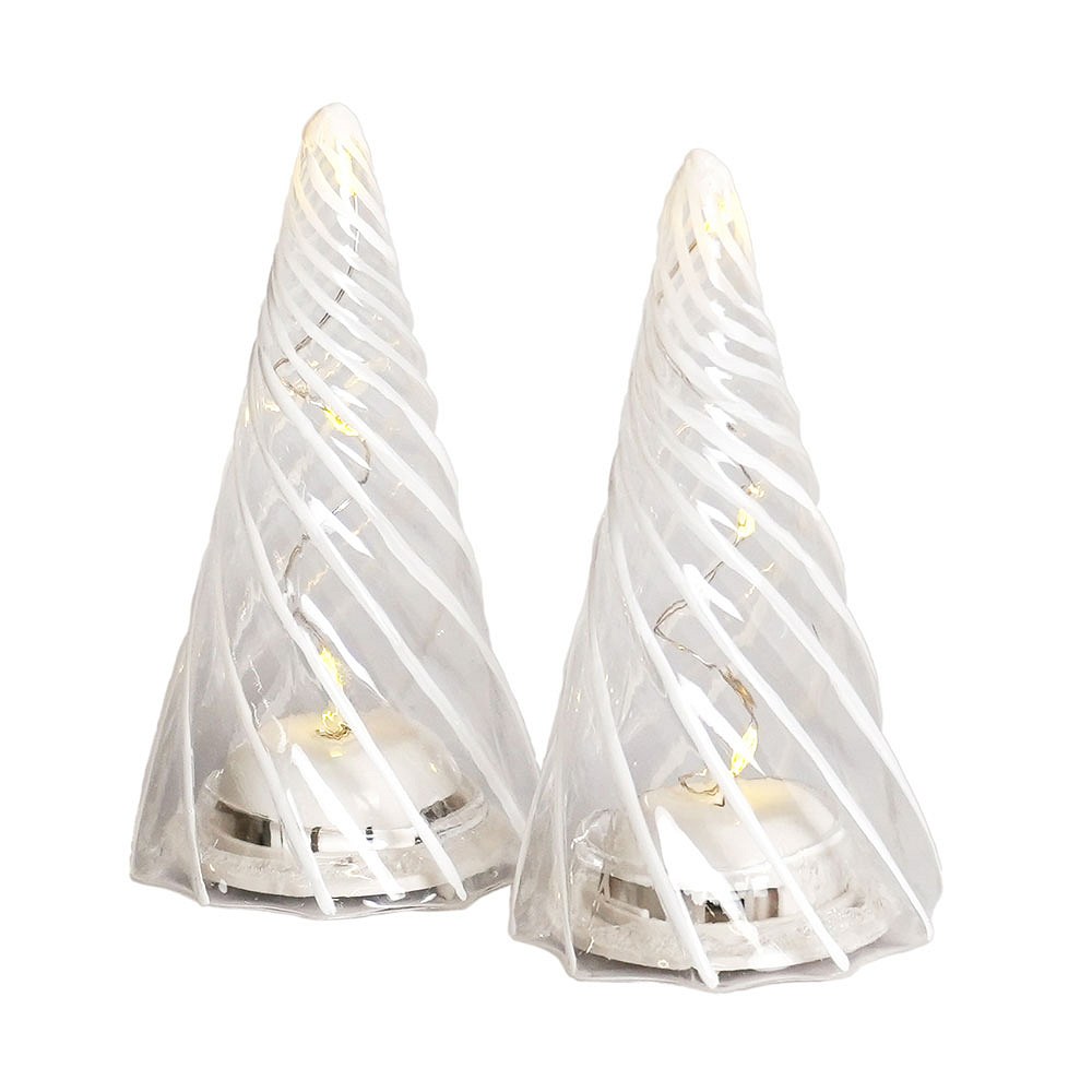 Lampki choinkowe LED, szklane, zestaw 2 sztuk, przezroczyste, 11 cm