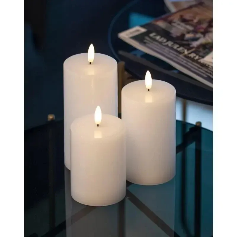 Świece woskowe LED Sille exclusive, 3 zestawy, białe