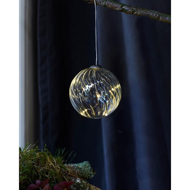 Dekoracja LED świecąca kula 8 cm, przezroczysta, kula,