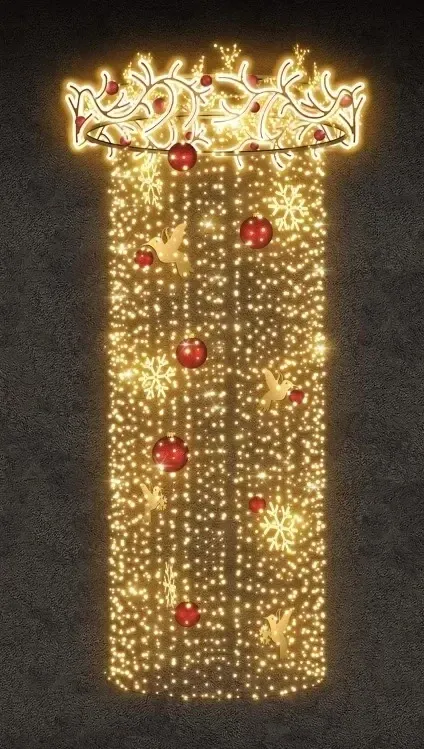 Żyrandol LED, 155 x 590 x 155 cm, ciepły biały, 230V, 210W, 35,5 kg, 3 części