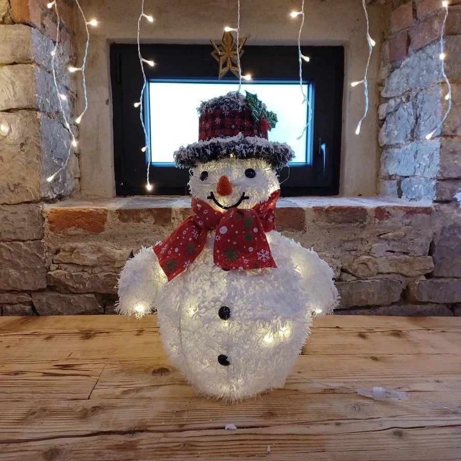 Eco Fix 3D LED snowman light, 50 cm, ciepła biel, aluminium