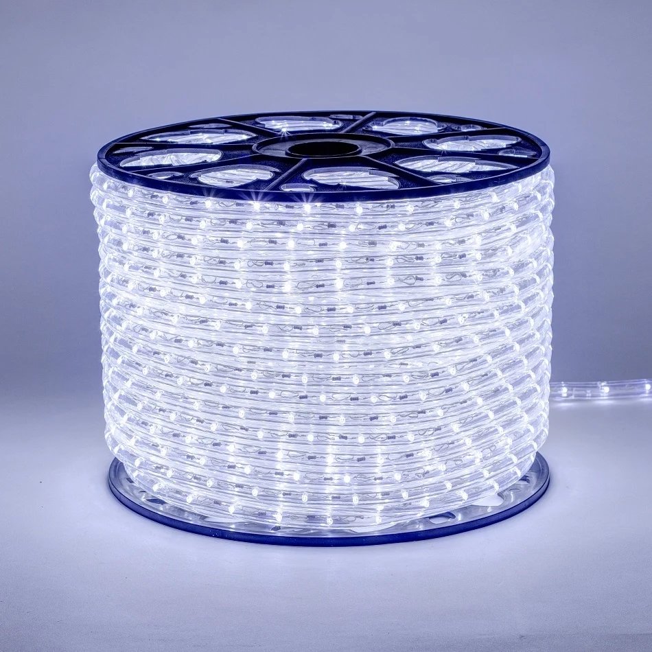Easy Fix – zewnętrzny wąż świetlny LED, 100 m, biały lodowy, przezroczysty kabel, IP44, szpula