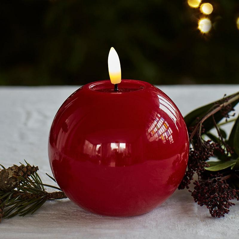 Świeca woskowa LED Sille Red okrągła, 9 cm, czerwona, śr. 10 cm