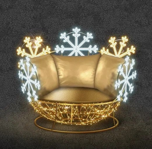 Fotel z oświetleniem LED 3D, 150 × 160 × 150 cm, ciepła i lodowata biel, 36 V, 41,4 W, 37,9 kg