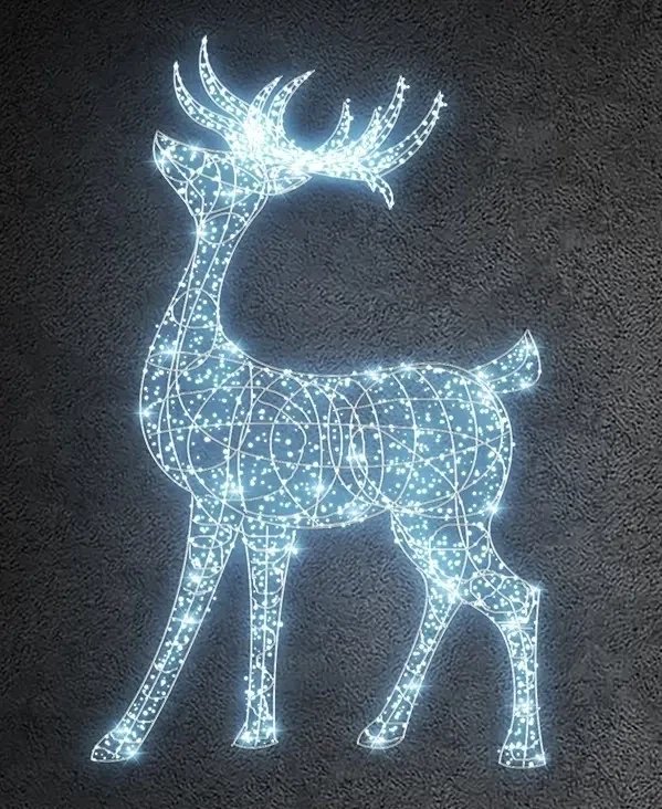 Jeleń oświetleniowy Eco Fix 3D LED, 280 × 260 × 100 cm, biel lodowa, aluminium