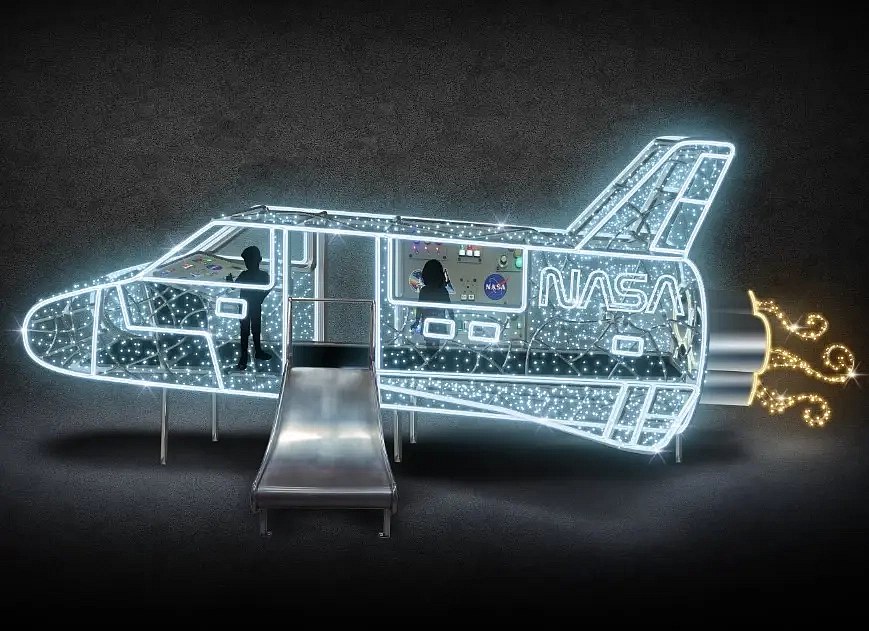 Rakieta świetlna 3D LED 700 cm, lodowata biel, stojąca, aluminium