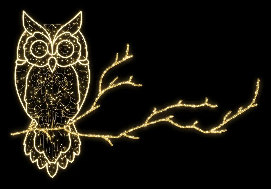 Eco Fix 2D LED sowa na gałęzi, wisząca, 220 × 145 × 3 cm, ciepła biel, aluminium, DZ1195WS1