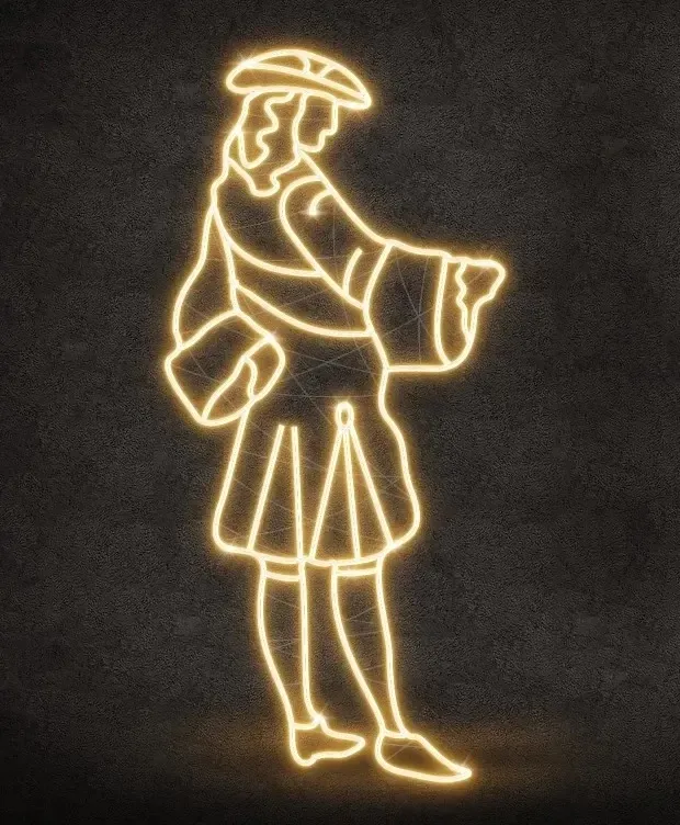2D LED Light Baron III, 95 × 200 cm, ciepły biały, stojący, druk 3D