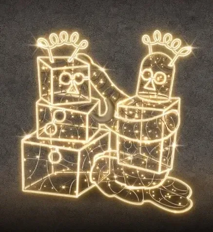 Robot świetlny LED 2D II, 145 × 155 cm, ciepły biały, stojący, druk 3D