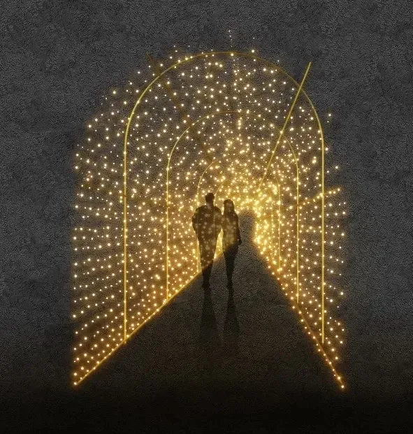 Tunel świetlny 3D LED, 215 × 275 × 200 cm, ciepła biel, 230 V, 38,1 W, 2 części