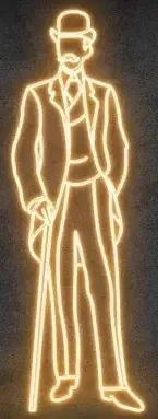 Dżentelmen 2D LED, 71 × 210 cm, ciepły biały, stojący, druk 3D