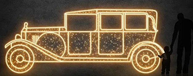Eco Fix 2D LED light car Tatra 31, 455 × 187 × 60 cm, ciepły biały, stojący, druk 3D