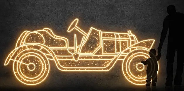 Eco Fix 2D LED light car Laurin-Klement FC, 335 × 150 × 60 cm, ciepły biały, stojący, druk 3D