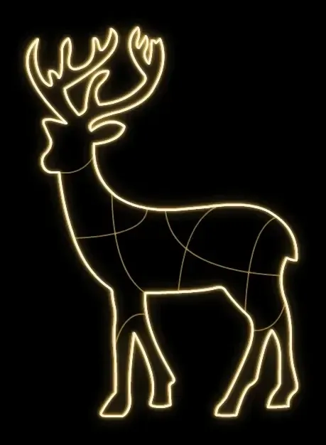 Jeleń oświetleniowy Eco Fix 2D LED, 160 × 287 × 60 cm, ciepły biały, stojący, drukowany 3D, aluminium