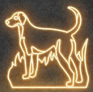 Eco Fix 2D LED light dog, 123 × 137 × 60 cm, ciepły biały, stojący, drukowany 3D, aluminium